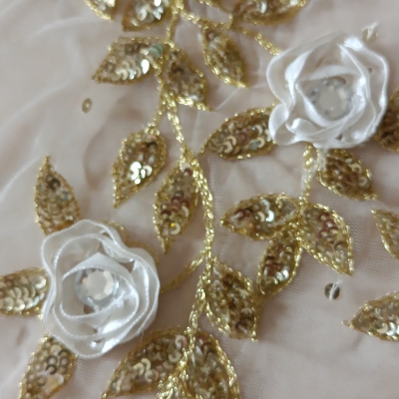 Stunning dupatta with satin roses and sequins - Picture 5 of 6